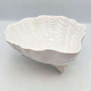 Rare Vintage‎ Bordallo Pinheiro White Shell Footed Bowl Portugal 10" Seashell
